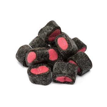 gezuckerte gefüllte Lakritzstücke Erdbeere